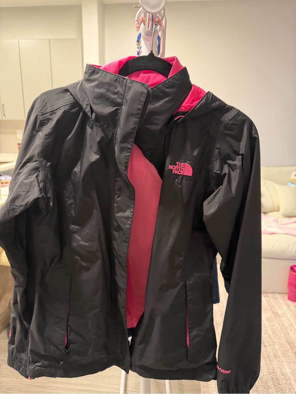 The North Face Women’s Black Jacket with Pink Lining & Accents